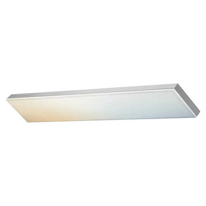 Ledvance Smart+ WiFi LED-Panel Planon Frameless - 28 W, L x B x H: 600 x 100 x 65 mm, Weiß - Rechteckige LED-Deckenleuchte mit weißem Diffusor und silbergrauem Gehäuse.