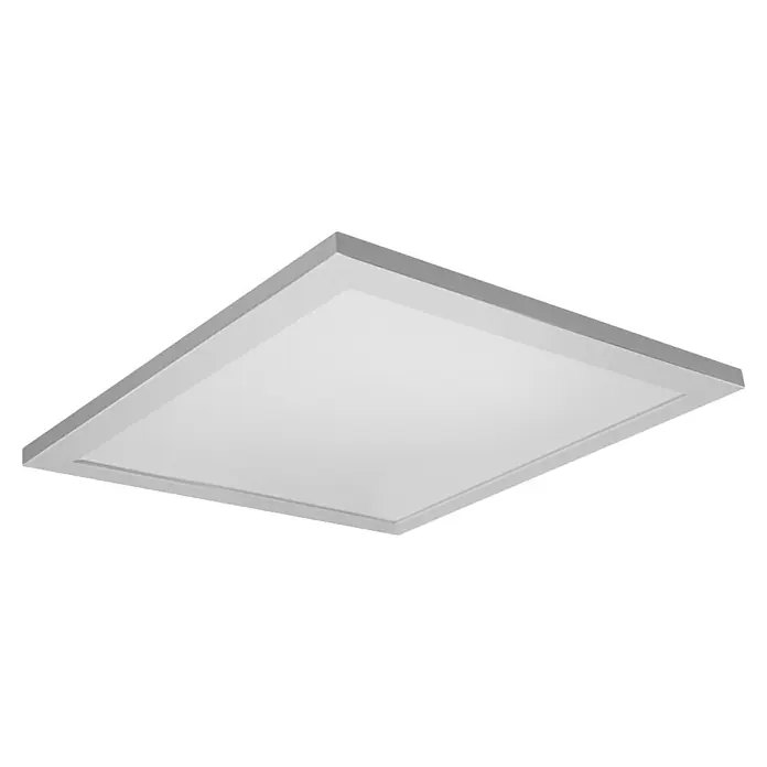 Ledvance Smart+ WiFi LED-Panel Planon Plus - L x B x H: 300 x 300 x 56 mm, Weiß, Warmweiß - Weißes, quadratisches LED-Panel mit grauem Rahmen zur Deckenmontage.