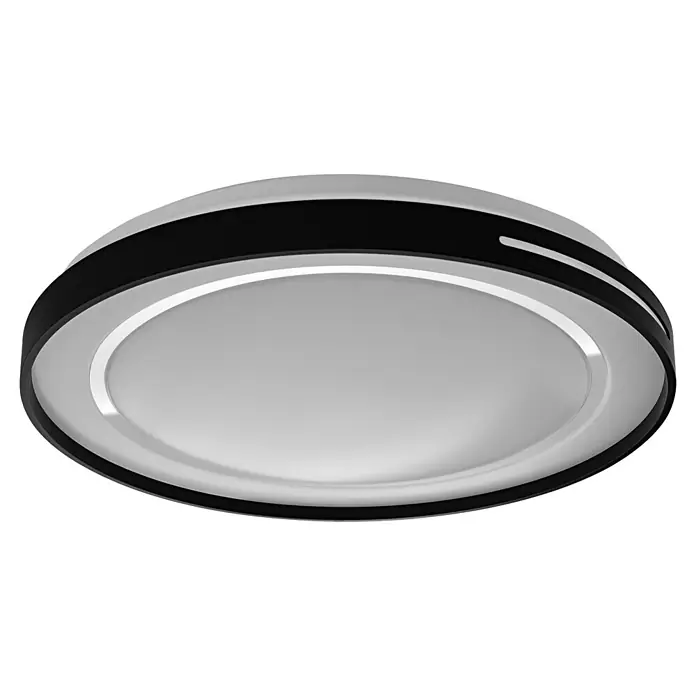 Ledvance LED-Deckenleuchte rund Lisa - 30 W, Ø x H: 48,4 x 8,5 cm, Schwarz, Warmweiß - Moderne runde LED-Deckenleuchte mit schwarzem Rahmen, silbernem Ring und weißem Diffusor.