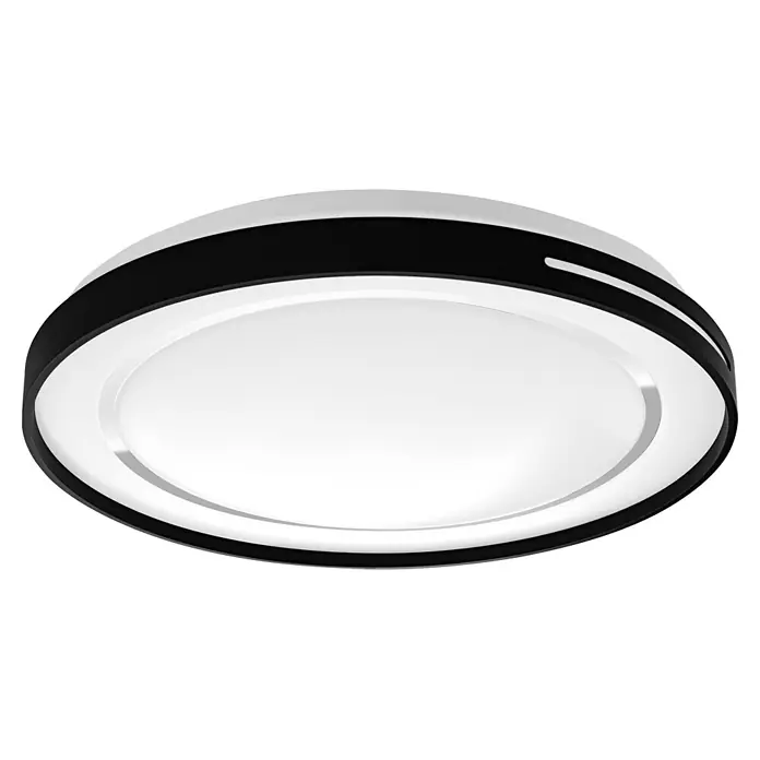 Ledvance LED-Deckenleuchte rund Lisa - 30 W, Ø x H: 48,4 x 8,5 cm, Schwarz, Warmweiß - Rundes LED-Deckenlicht mit schwarzem Gehäuse und weißem Diffusor.