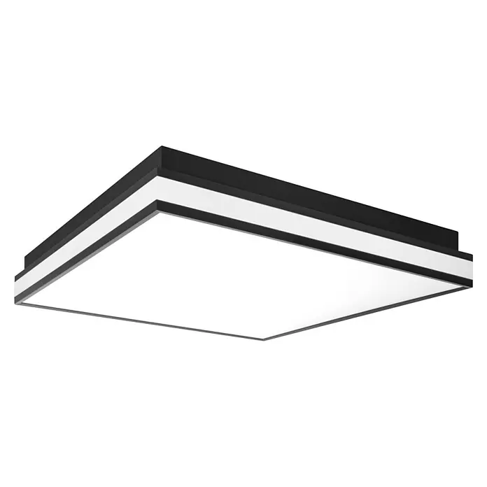 Ledvance LED-Deckenleuchte - 42 W, L x B x H: 45 x 45 x 8,6 cm, Schwarz, Mehrfarbig - Quadratische LED-Deckenleuchte mit schwarzem Rahmen und weißem Diffusor.