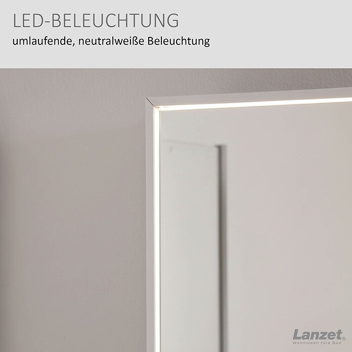 Lanzet Dune LED-Spiegelschrank W1 (B x H: 100 x 68 cm, Holz, Weiß) | BAUHAUS