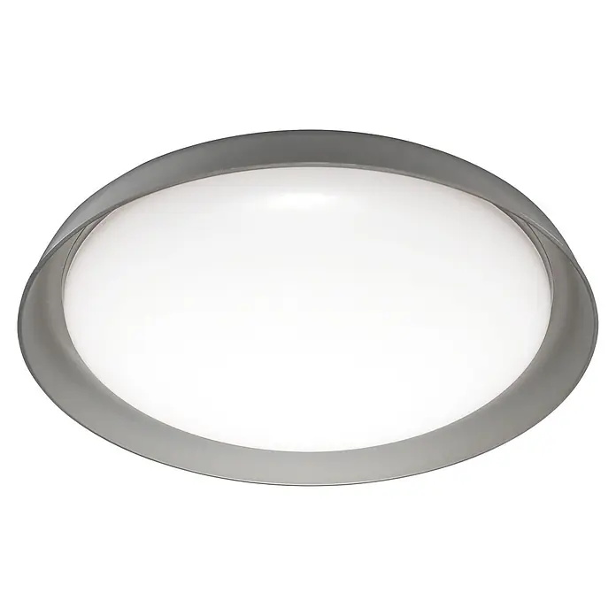 Ledvance Smart+ WiFi LED-Deckenleuchte rund Ceiling Plate - 26 W, Ø x H: 430 x 70 mm, Grau - Ovale LED-Deckenleuchte mit weißem Diffusor und grauem Rahmen.