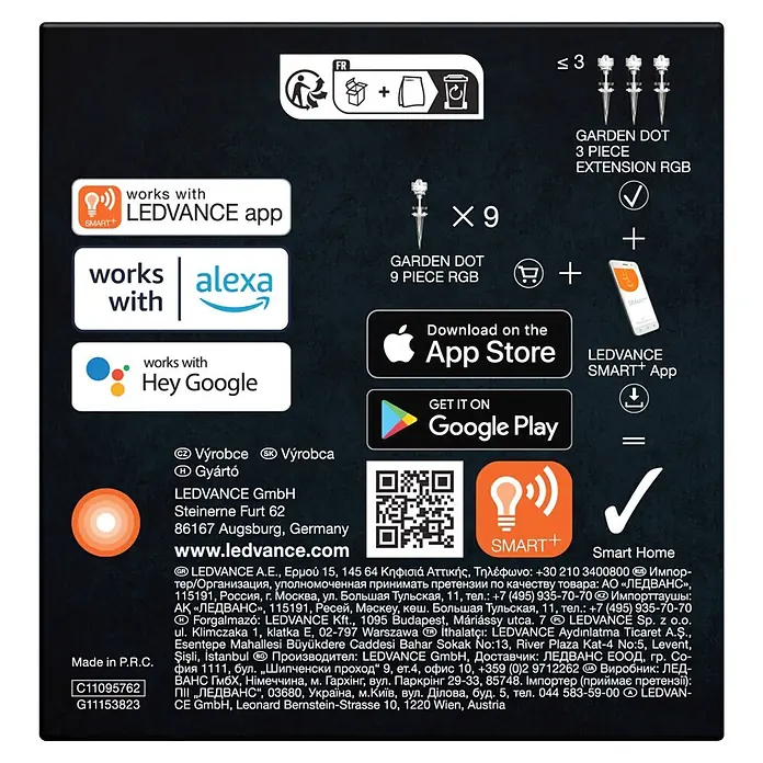 Ledvance Smart+ LED-Panel Gardenspot Mini RGBW 3ST - Dimmbarkeit: Dimmbar, Durchmesser: 23 mm, Leuchtmittel: LED, IP65, II - LEDVANCE Garden Dot RGB Leuchten, Smart Home kompatibel mit App, Alexa und Hey Google.