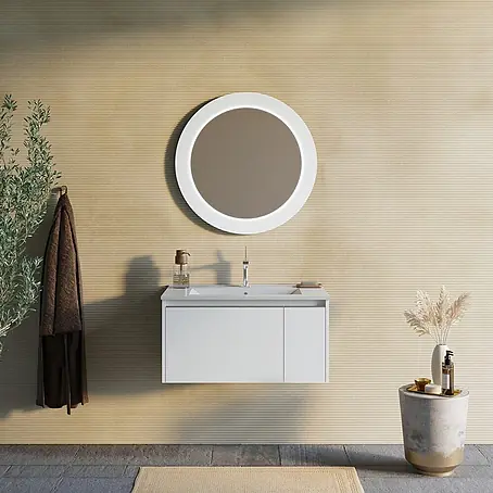 KV Badmöbelset Set zur Wandmontage, 80cm , weiße Farbe, matte Ausführung | Monaco