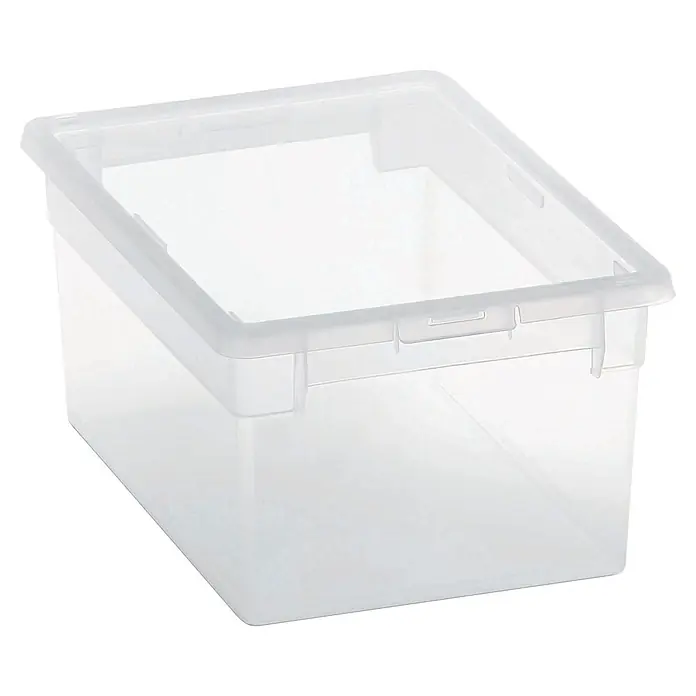 BAUHAUS Caja de almacenaje Light Box - L x An x Al: 28 x 29,3 x 13,2 cm, Plástico, Transparente, 6 l - Caja de almacenamiento de plástico transparente apilable.