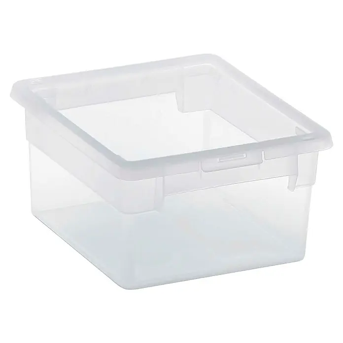 BAUHAUS Caja de almacenaje Light Box - L x An x Al: 20,4 x 17,8 x 10 cm, Plástico, Transparente, 2,5 l - Caja de almacenamiento rectangular de plástico transparente con borde superior ligeramente ensanchado.