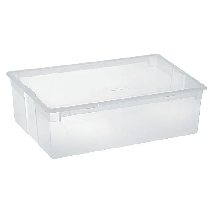 BAUHAUS Caja de almacenaje Light Box - L x An x Al: 39,6 x 57,8 x 18,5 cm, Plástico, Transparente, 36 l - Caja de almacenamiento de plástico transparente con tapa a juego.