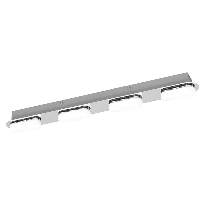 Ledvance LED-Wandstrahler - 27 W, L x B x H: 57,5 x 6 x 5,8 cm, Silber, Mehrfarbig, 4 Stk. - Elegante vierflammige Leiste aus silberfarbenem Metall mit ovalen weißen LED-Diffusoren.