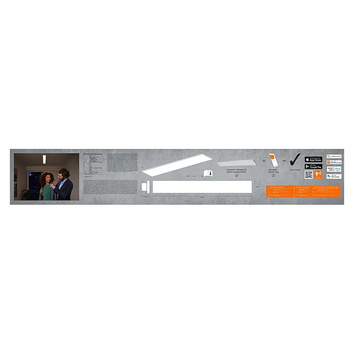 Ledvance Smart+ WiFi LED-Panel Planon Frameless - Weiß - Weißes, rahmenloses LEDVANCE PLANON Smart Panel (800x100mm) mit abstimmbarem Weißlicht. App- und Sprachsteuerung.