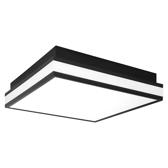 Ledvance LED-Deckenleuchte - 26 W, L x B x H: 30 x 30 x 8,6 cm, Schwarz, Warmweiß - Moderne quadratische LED-Deckenleuchte mit schwarzem Rahmen und heller weißer Beleuchtung.