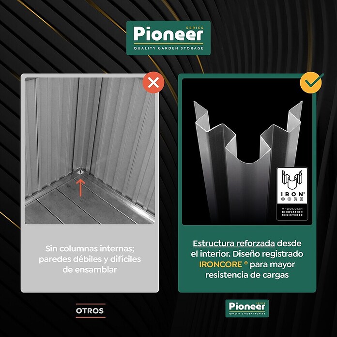 Hoggar Caseta para jardín Pioneer Y50 (Medidas ext. (An x Pr): 168 x 256 cm, Antracita, Acero, 4,3 m²) | BAUHAUS