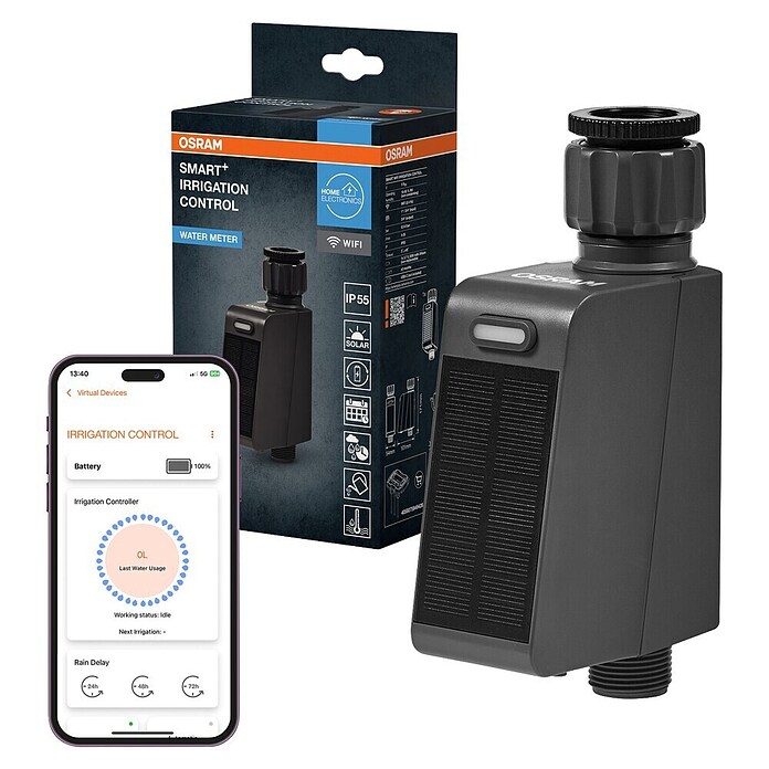 Osram Smart+ Bewässerungssteuerung (Batteriebetrieben, Passend für: Bewässerungssteuerung, Smart Home System, 1 & ¾ Zoll Wasserhahn) | BAUHAUS