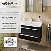 Modern 3.0 Waschtischunterschrank (49 x 76 x 42 cm, 2 Schubkästen, Darkoak, Matt)