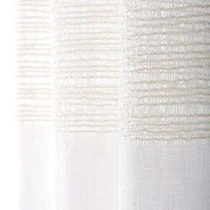 Visillo para ventana Grace - An x Al: 140 x 260 cm, 100% poliéster, Blanco - Cortinas blancas transparentes con diseño de tejido abierto texturizado y secciones inferiores lisas.