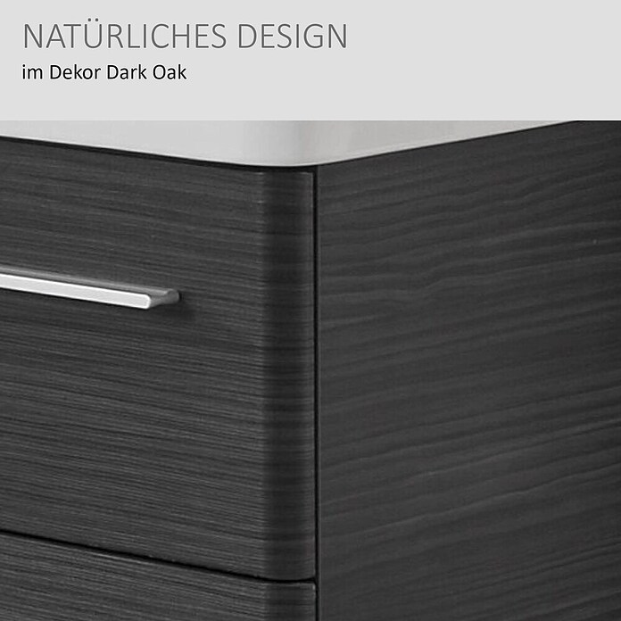 Modern 3.0 Waschtischunterschrank (49 x 76 x 42 cm, 2 Schubkästen, Darkoak, Matt)