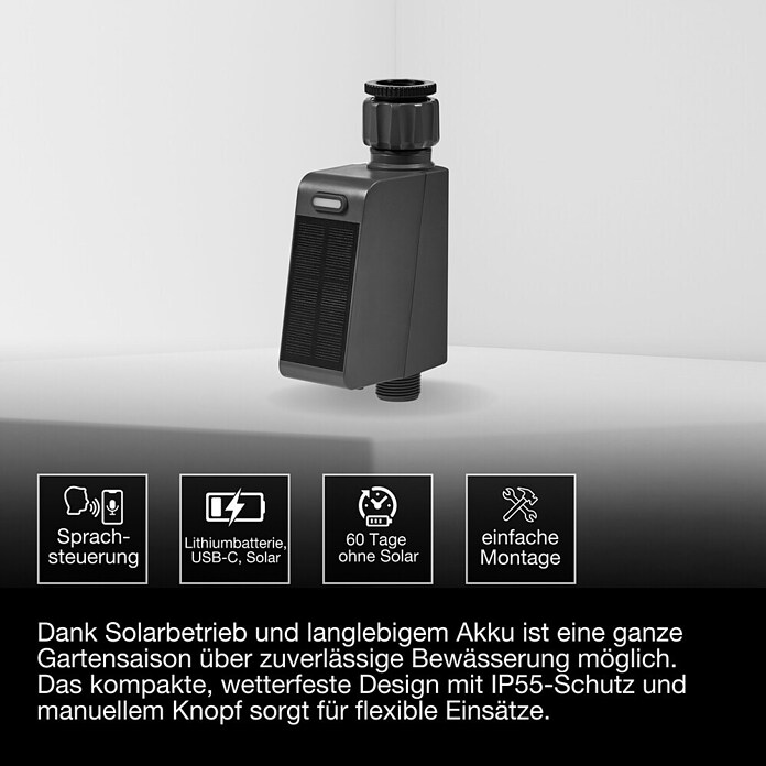 Osram Smart+ Bewässerungssteuerung (Batteriebetrieben, Passend für: Bewässerungssteuerung, Smart Home System, 1 & ¾ Zoll Wasserhahn) | BAUHAUS