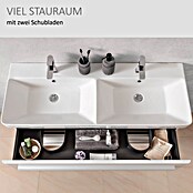 Modern 3.0 Waschtischunterschrank (49 x 116 x 42 cm, 2 Schubkästen, Grafit, Hochglanz)