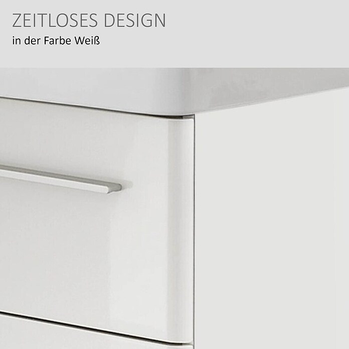 Modern 3.0 Waschtischunterschrank (49 x 76 x 42 cm, 2 Schubkästen, Weiß, Hochglanz)