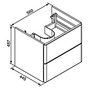 Modern 3.0 Waschtischunterschrank (49 x 56 x 42 cm, 2 Schubkästen, Weiß, Hochglanz)