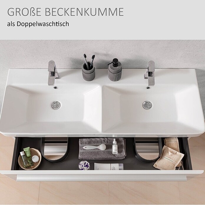 Modern 3.0 Einbauwaschbecken (120 x 46 cm, Keramik, Weiß)