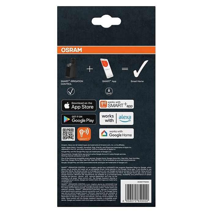 Osram Smart+ Bewässerungssteuerung (Batteriebetrieben, Passend für: Bewässerungssteuerung, Smart Home System, 1 & ¾ Zoll Wasserhahn) | BAUHAUS