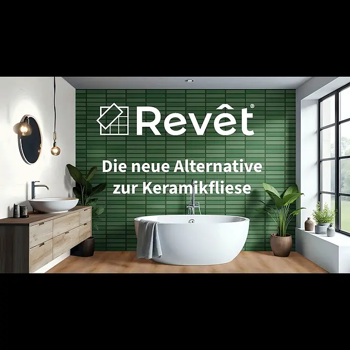 Revêt Wandpaneel SPC Wall - 600 x 300 mm, Weiß, Hochglänzend - Revet Design Wandfliesen fr die schnelle und einfache Renovierung