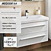 Modern 3.0 Waschtischunterschrank (49 x 76 x 42 cm, 2 Schubkästen, Weiß, Hochglanz)