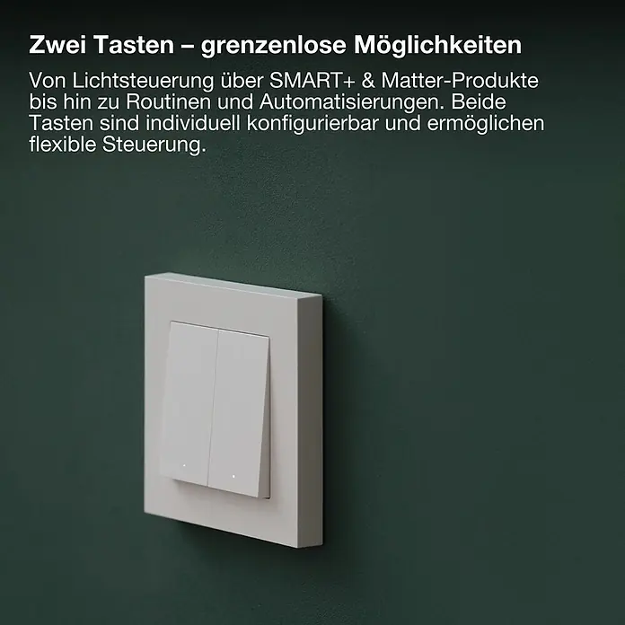 Osram Smart+ Schalter 2G matter - Weiß, Innen - Weißer smarter Wandschalter mit zwei konfigurierbaren Tasten und kleinen Anzeigen.