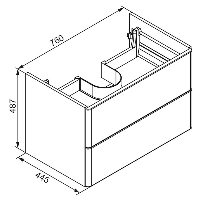 Modern 3.0 Waschtischunterschrank (49 x 76 x 42 cm, 2 Schubkästen, Darkoak, Matt)