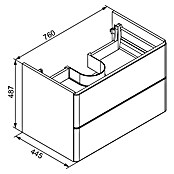 Modern 3.0 Waschtischunterschrank (49 x 76 x 42 cm, 2 Schubkästen, Eiche Maron, Matt)