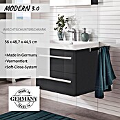 Modern 3.0 Waschtischunterschrank (49 x 56 x 42 cm, 2 Schubkästen, Grafit, Hochglanz)