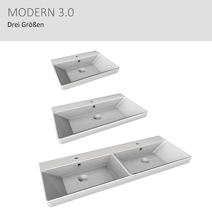Modern 3.0 Einbauwaschbecken (80 x 46 cm, Keramik, Weiß)