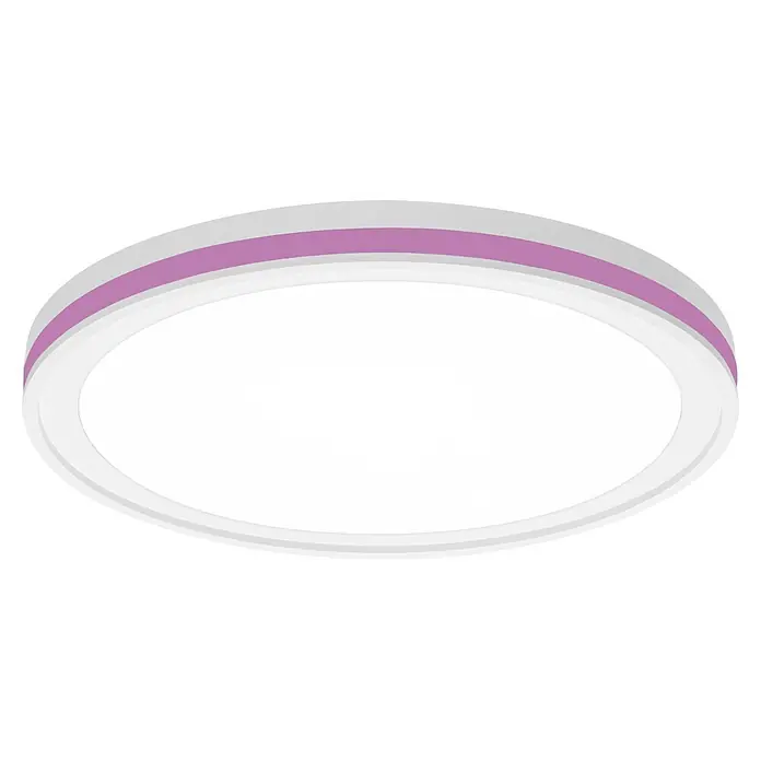 Ledvance LED-Deckenleuchte rund - 28 W, Ø x H: 46 x 9,5 cm, Weiß, Mehrfarbig - Weiße ovale Deckenleuchte mit hellviolettem Akzentstreifen.