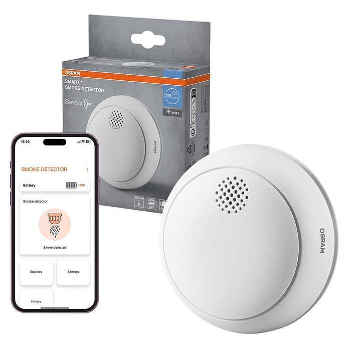 Osram Rauchwarnmelder Smoke Detector (Durchmesser: 8,6 cm, Batterielaufzeit: 5 Jahre, Alarmsignal: 85 dB, 1 Stk.) | BAUHAUS