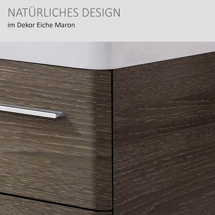 Modern 3.0 Waschtischunterschrank (49 x 116 x 42 cm, 2 Schubkästen, Eiche Maron, Matt)