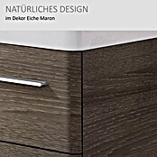 Modern 3.0 Waschtischunterschrank (49 x 116 x 42 cm, 2 Schubkästen, Eiche Maron, Matt)
