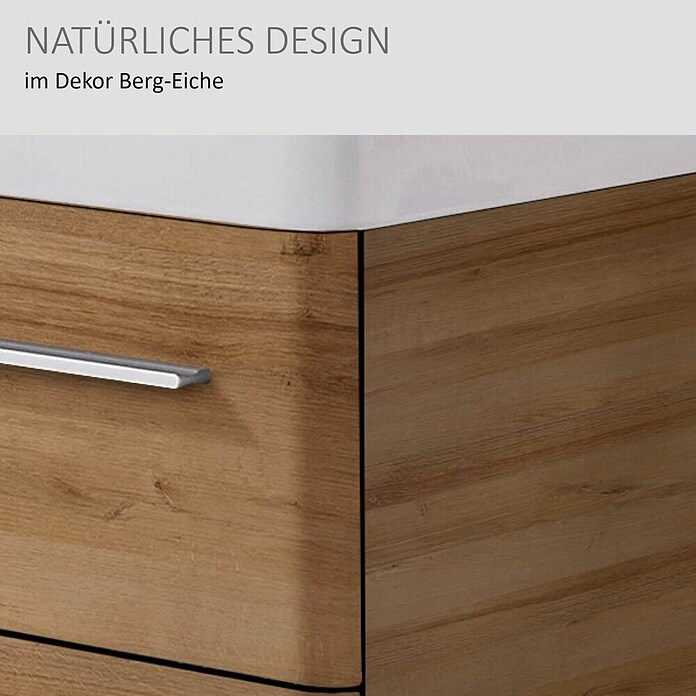 Modern 3.0 Waschtischunterschrank (49 x 116 x 42 cm, 2 Schubkästen, Berg Eiche, Matt)