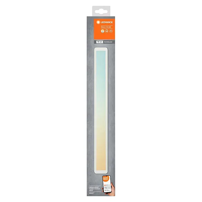 Ledvance LED-Unterbauleuchte - 7 W, Länge: 45,7 cm, Lichtfarbe: Mehrfarbig - Weißes LEDVANCE Smart+ Unterbau-Licht, 45,7x6,5cm, mit einstellbarem weißem Licht. WLAN-fähig, dimmbar, kompatibel mit App- und Sprachsteuerung.