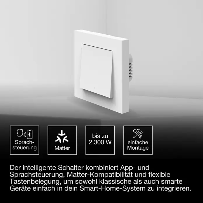 Osram Smart+ Schalter Unterputz Wandschalter 1G matter - Weiß, Innen - Weißer Matter-kompatibler Smart-Schalter für die Wandmontage, mit mittiger Wippe.