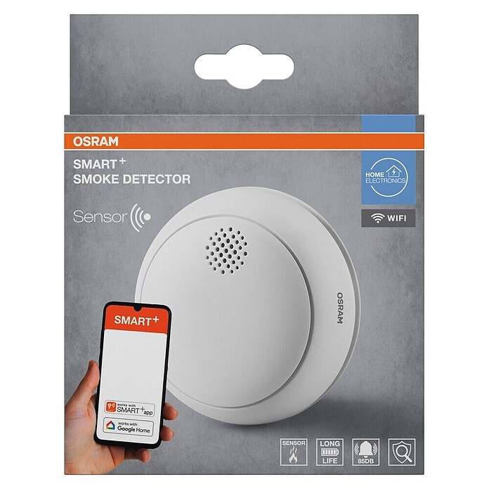 Osram Rauchwarnmelder Smoke Detector (Durchmesser: 8,6 cm, Batterielaufzeit: 5 Jahre, Alarmsignal: 85 dB, 1 Stk.) | BAUHAUS
