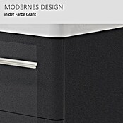 Modern 3.0 Waschtischunterschrank (49 x 76 x 42 cm, 2 Schubkästen, Grafit, Hochglanz)