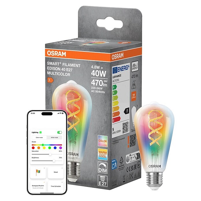 Ledvance Smart+ WiFi LED žarulja Edison  (E27, RGB, 300 lm, 30 W) | BAUHAUS