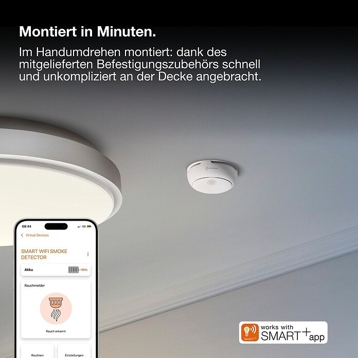 Osram Rauchwarnmelder Smoke Detector (Durchmesser: 8,6 cm, Batterielaufzeit: 5 Jahre, Alarmsignal: 85 dB, 1 Stk.) | BAUHAUS