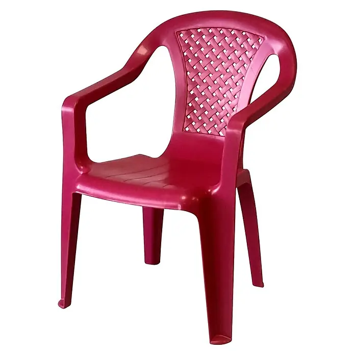 Progarden Kinder-Gartenstuhl Camelia - Polypropylen, Stapelbar, Pink, B x T x H: 40 x 36,5 x 52 cm - Dunkelrosafarbener Plastiksessel mit geflochtener Rückenlehne.