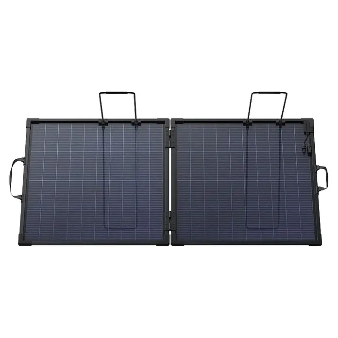 Anker Solix Solarmodul SOLIX PS200 GEN2 - 200 W, L x B x H: 1.377 x 792 x 17 mm - Faltbares dunkelgraues Solarpanel mit schwarzem Rahmen und Griffen für mobile Stromversorgung.