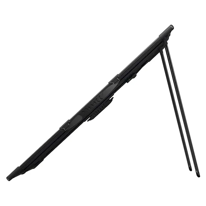 Anker Solix Solarmodul SOLIX PS200 GEN2 - 200 W, L x B x H: 1.377 x 792 x 17 mm - Schwarzer Flachbalken-Scheibenwischer, schräg nach oben ausgerichtet, mit sichtbarem Befestigungsmechanismus.