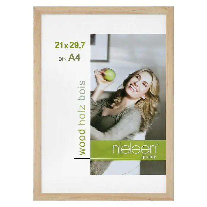 Nielsen Holzrahmen Zoom - DIN A4 / 21 x 29,7 cm, Natur - Holzbilderrahmen Nielsen, A4 Format, für Fotos & Kunstdrucke, natürliche Holzoptik, ideal für Wohnzimmer, Schlafzimmer oder Büro.