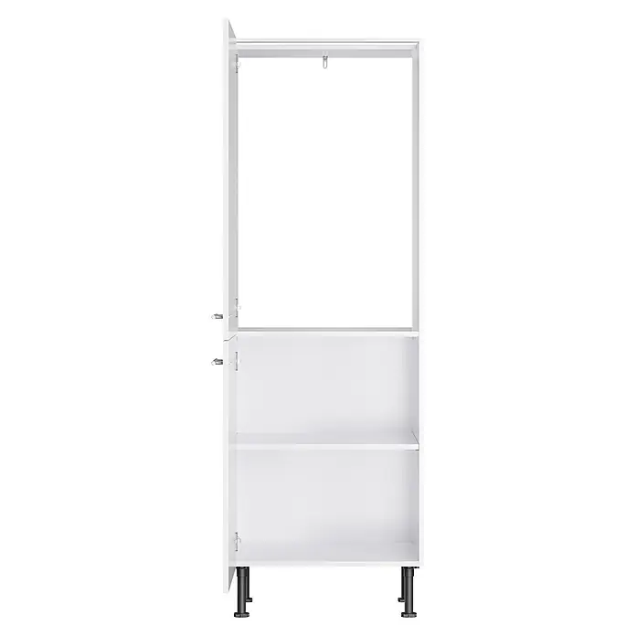 Optifit Optikomfort Küchen-Hochschrank Bengt932 - B x T x H: 60 x 60 x 176,6 cm, Weiß - Weißer Hochschrank mit offenem oberen Fach und Stützstange, sowie zwei unteren Regalböden, auf verstellbaren Füßen.