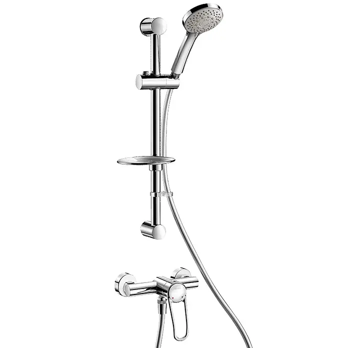 Delabie Duschsystem Delabie Duschsystem mit EHM 2739EPS Securitouch, Stdd-Anschl. -  - Chrom-Duschsystem mit Handbrause, verstellbarer Brausestange, Schlauch und Mischbatterie.